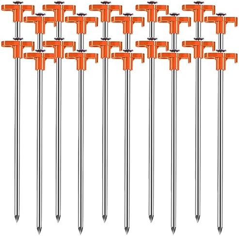 Tent Stakes, 20PCS Heavy Metal Tent Pegs, Professional Camping Tools for Outdoor Trips, Suitable for Strong Winds and Various Ground Tent Pegs, Designed for Camping (20, Red)