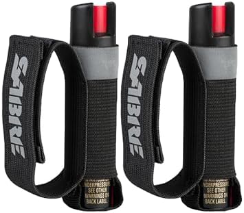 SABRE Runner Pepper Gel, Maximum Police Strength OC Spray, Reflective Hand Strap for Easy Carry & Quick Access, 0.67 fl oz, Secure & Easy to Use Safety, Optional Clip-On Alarm & LED Armband Combos