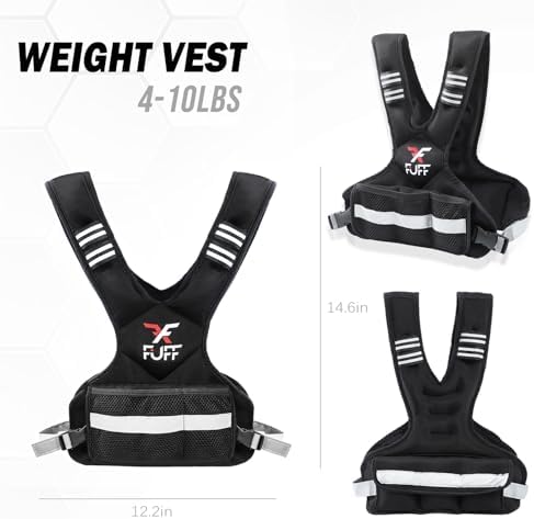 Adjustable Weighted Vest for Women & Men,4-10lb/11-20lb/20-32lb Vest with 6 Ironsand Weights for Strength Training,Weight Vest with Reflective Strip for Running Walking Exercise Workout