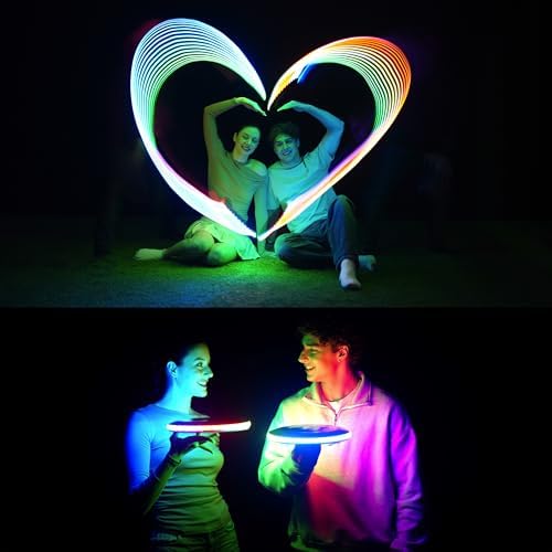 TOSY Flying Disc - 16 Million Colors RGB or 36 LEDs, Extremely Bright, Smart Modes, Camping Essentials for Teens/Kids/Adults/Men/Boys/Girls, Auto Light Up, Patented, Rechargeable, Waterproof, 175g