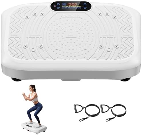 Vibration Plate Exercise Machine Lymphatic Drainage, Full Body Shaking Workout Vibrating Plate Weight Loss, 199 Adjustable Speeds 450 Lbs Capacity Fitness Platform for Women Men
