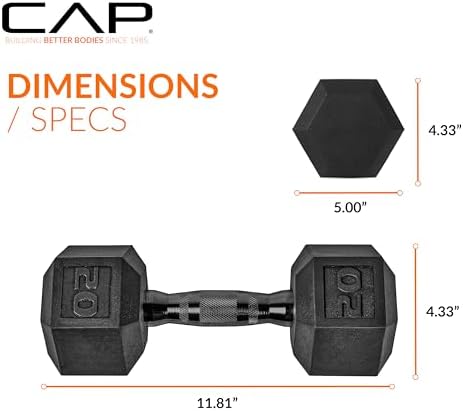 CAP Barbell Coated Hex Dumbbell Weight | Multiple Options