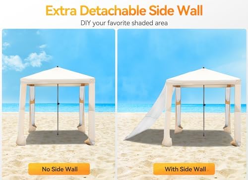 Beach Cabana, 6.2' x 6' Portable Canopy with Side Wall, 4 Adjustable Height, UPF 50+ UV Protection, Easy to Set Up Cool Cabana Tent, Waterproof Beach Shelter for Outdoor Patio