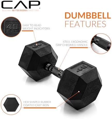CAP Barbell Coated Hex Dumbbell Weight | Multiple Options