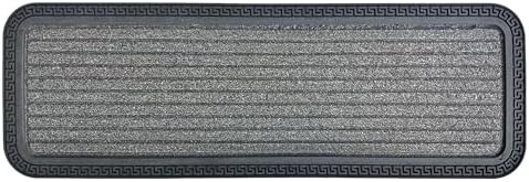 Indoor/Outdoor Hose-Wash Striped Design Non-Slip Rubber 10" x 30" Modern Stair Treads for Stairs, Garage, Patio, 5 Pack, Gray