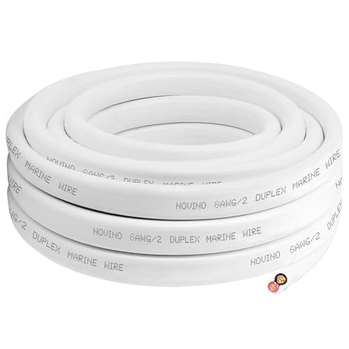 6 Gauge Marine Wire,6 AWG 30ft Duplex Marine Grade Wire Tinned Copper Heavy Duty Sheathed Cable for Boat/Automotive/RV/Camper/Trailer Outdoor Use