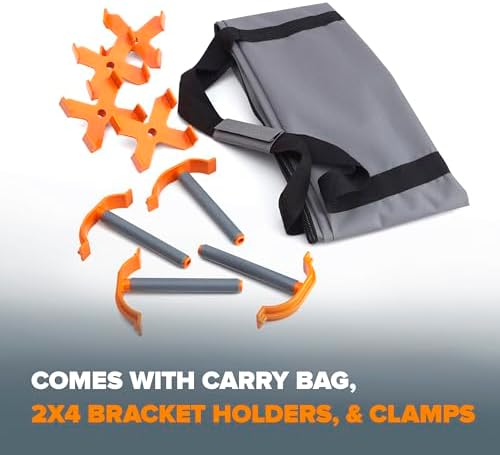 BORA Centipede CK12S 30 inch height Portable Work Stand, Includes 4 X-Cups, 4 Quick Clamps, Carry Bag, Portable Work Support Sawhorse, 4Ft x 6Ft, 30 inch work height, 4500lb weight capacity