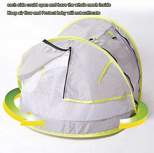 Green Pipe Baby Pop Up Tent - UPF 50+ Sun Shade with Mosquito Net, Beach Umbrella for Girls & Boys