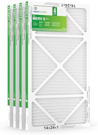14x24x1 Air Filter 4 Pack, MERV 8 Pleated Dust Defense Air Filters Replacement Air Conditioner HVAC AC Furnace Filter, Durable and Lightweight
