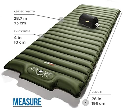 ZOOOBELIVES Extra Thickness | Wide Plus Sleeping Pad with Built-in Pump, Inflatable Camping Mattress of Ultimate Comfort for Car Camping, Tent, and Backpacking, Lightweight & Compact – Airlive2000P