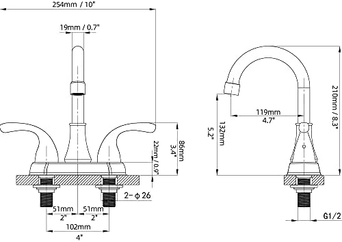 Bathroom Sink Faucet FRANSITON 4 Inch Faucet 2 Handle Bathroom Sinks Faucets Lead-Free Oil Rubbed Bronze Bath Sinks Faucets with Pop-up Drain Stopper and Supply Hoses