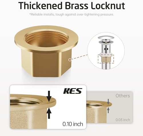 KES All Metal Bathroom Sink Drain with Strainer Basket Hair Catcher Anti Clog Pop Up Drain Stopper for Vanity Vessel Sink with Overflow, Rustproof 18/8 Stainless Steel Polished Chrome S2013A-CH