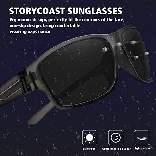 STORYCOAST Polarized Sports Sunglasses for Men Women Unbreakable Frame Cycling Fishing Driving