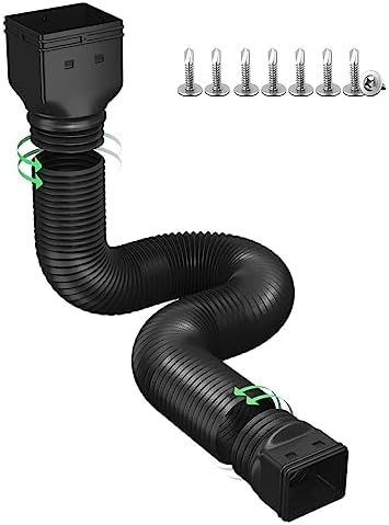 Rain Gutter Downspout Extensions, Downspout Extender for Rainwater Drainage Flexible, Down Spout Drain Extension Pipe and Extendable from 21 to 66 Inches (Black)
