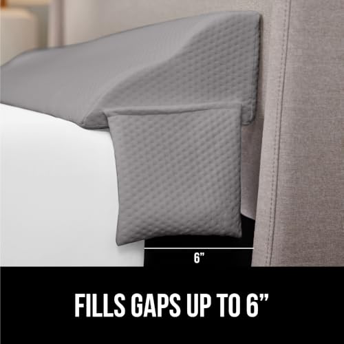GORILLA GRIP Patent Pending Bed Wedge Pillow Headboard Gap Filler, Comfortable and Supportive High Density Foam Angled Pillows, Stay in Place Gripping Dots, Wedges Between Mattress, Full Size Gray