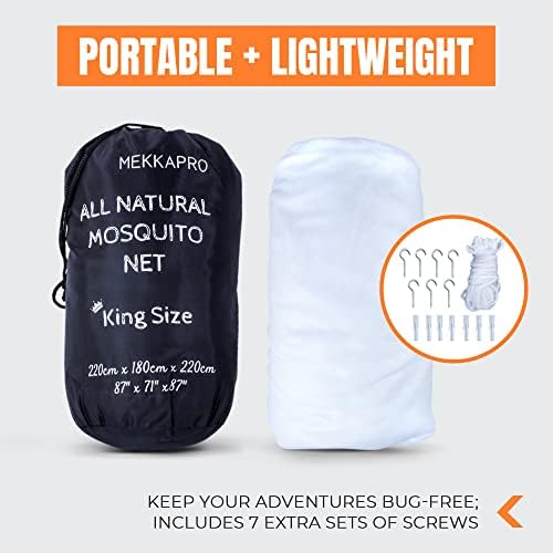 MEKKAPRO Ultra Large Mosquito Net with Carry Bag, Large 2 Openings Netting Curtains | Camping, Bedding, Patio | Carrying Pouch and Hanging Kit