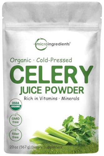 Organic Celery Juice Powder, 20 Ounce (1.25 Pound), 71 Serving, Celery Detox and Cold Pressed, Boosts Immune System, Energy and Supports Gut Health, Rich in Immune Vitamin C and Minerals, Vegan