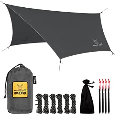 Wise Owl Outfitters Hammock Tarp, Hammock Tent - Rain Tarp for Camping Hammock - Camping Gear Must Haves w/Easy Set Up Including Tent Stakes and Carry Bag