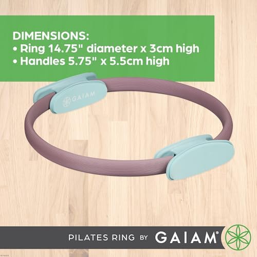 Gaiam Pilates Ring Fitness Circle - Lightweight & Durable Foam Padded Handles, Flexible Resistance Exercise Equipment for Toning Arms, Thighs/Legs & Core