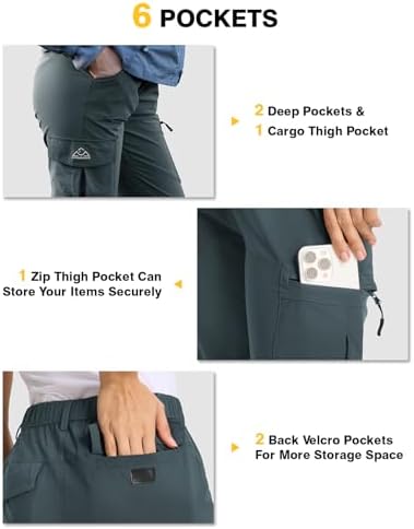 TBMPOY Women's Hiking Cargo Pants Lightweight Water Resistant Quick Dry Fishing Camping Travel Work Pant with 6 Pockets