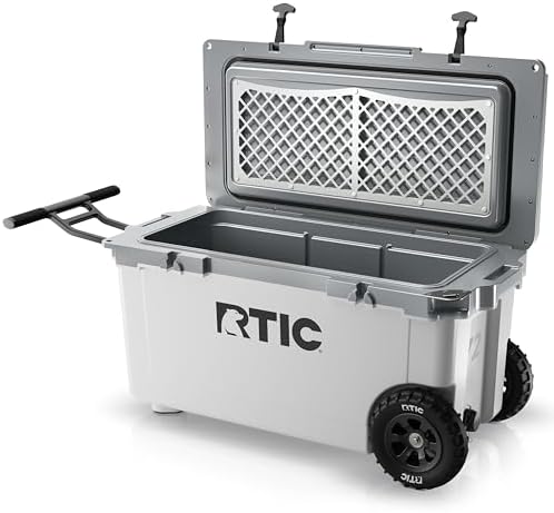RTIC 72 Quart Ultra-Light Wheeled Cooler Hard Insulated Portable Ice Chest Box for Beach, Drink, Beverage, Camping, Picnic, Fishing, Boat, Barbecue, 30% Lighter Than Rotomolded Coolers