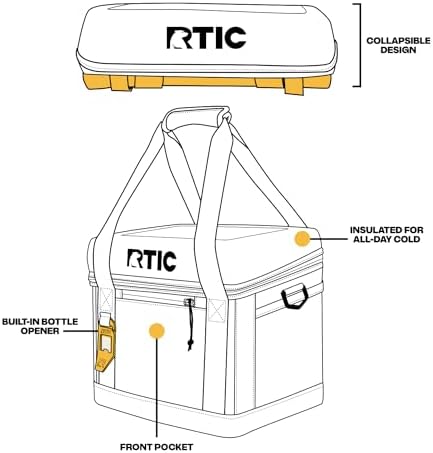 RTIC 28 Can Everyday Cooler, Soft Sided Portable Insulated Cooling for Lunch, Beach, Drink, Beverage, Travel, Camping, Picnic, for Men and Women
