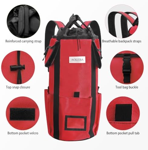 AOLEBA Arborist Rope Storage Bag Tree Climbing Rock Rope Bucket Backpack Rope Storage Bag Large Capacity 1680D Thicken Nylon Material with Hand Straps, Side Pockets