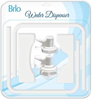 Brio Stainless Steel 3-5 Gallon Water Jug Stand and 2 Dispenser Valves, Non Slip Stand with BPA Free Fast Flow Water Spout Fits Both 48mm and 55mm Bottles 2 CAPS Included (White), 12 inches