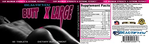 Butt X-Large Butt Enlargement, Booty Enhancement. Butt Enhancer Pills. Natural Bigger Glutes. 1 Month Supply