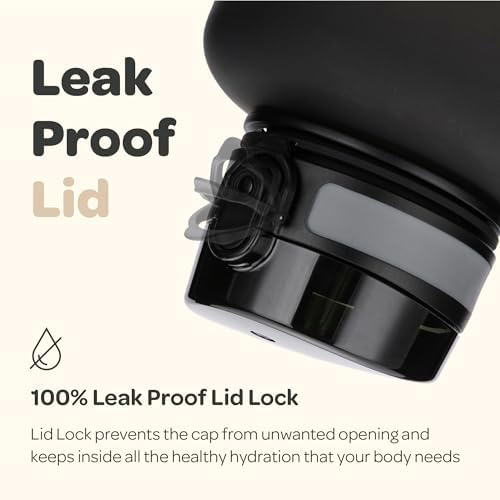 Hydracy Water Bottle with Time Marker -Large BPA Free Water Bottle & No Sweat Sleeve -Leak Proof Gym Bottle with Fruit Infuser Strainer & Times to Drink -Ideal for Fitness Sports & Outdoors