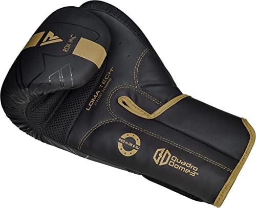 RDX Boxing Gloves, Pro Training Sparring, Maya Hide Leather, Muay Thai MMA Kickboxing, Men Women Adult, Heavy Punching Bag Focus Mitts Pads Workout, Ventilated Palm, Multi Layered, 8 10 12 14 16 18 Oz