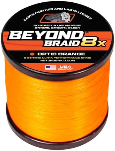 Beyond Braid Braided Fishing Line -Super Strong - Abrasion Resistant - No Stretch -Blue Camo, Moss Camo, White, Green, Pink, Blue, 4 Strand 8 Strand