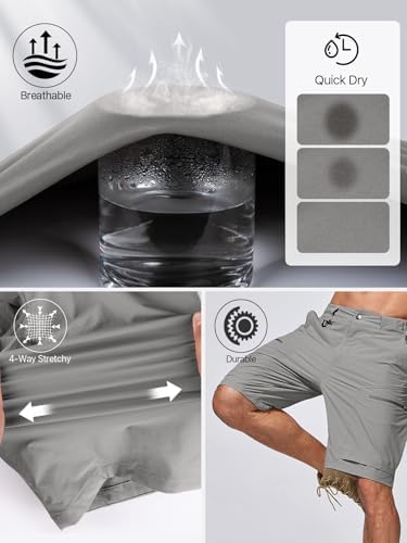 FREE SOLDIER Men's Cargo Hiking Shorts with Belt Lightweight Quick Dry Tactical Shorts with Pockets for Casual Work Golf