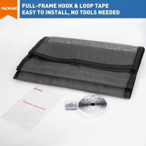 MAGZO Magnetic Screen Door Fit Door Size 72 x 82 Inch, Screen Size 74" x 83" Strong Magnet French Style Mesh, Heavy Duty Fiberglass Mesh with Hook & Loop for Sliding Entrance, Gray