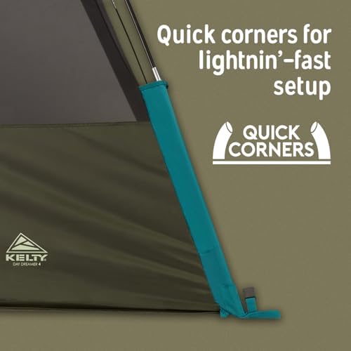 Kelty Daydreamer 4P + 6P Camping Tent, Blackout Fabric, Interior Light Diffusing Gear Loft, Standing Height, PFAS Free