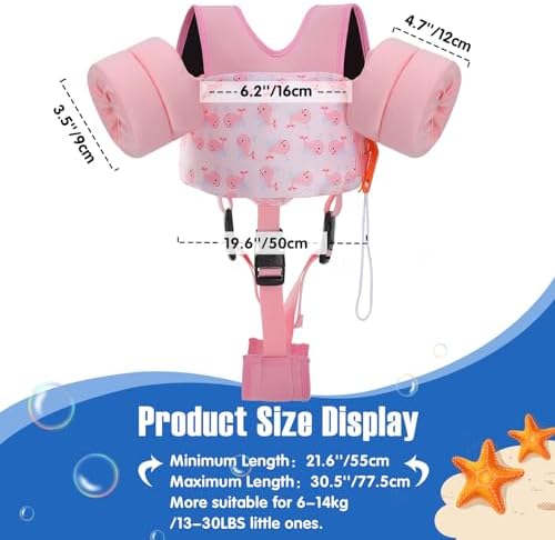 MoKo Toddler Swim Vest for Kids, 20-66 lbs, Arm Floaties with Adjustable Straps, Nylon Material, Swim Vest for Toddlers Learning to Swim