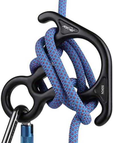 50KN Rescue Figure, 8 Descender Large Bent-Ear Belaying and Rappelling Gear Belay Device Climbing for Rock Climbing Peak Rescue 7075 Aluminum Alloy