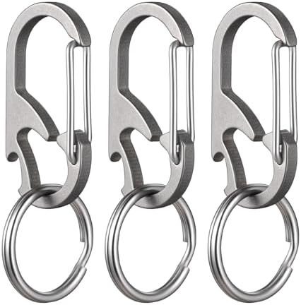 TISUR Titanium Carabiner Keychain Clip, Anti-Lost Key Ring Holder, Self-Locking Metal Gate Clip Key Chain Bottle Opener for Men Women