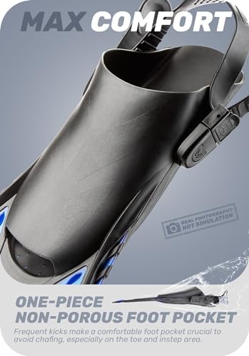 CAPAS Snorkel Fins, Swim Fins Travel Size Short Adjustable for Snorkeling Diving Adult Men Women Kids Open Heel Swimming Flippers