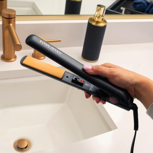 CHI Original Ceramic Flat Iron, Hair Straightener For A Smooth Finish, Floating Plates, Quick Heat Up, Analog On/Off Switch, 1" Styling Tool, Black
