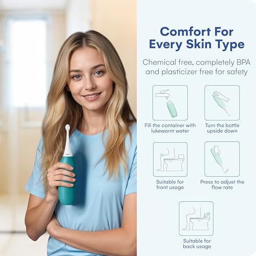 HappyPo The Original XL Butt Shower - Portable Bidet with 50% More Volume - The Easy-Bidet 2.0 Replaces Wet Wipes and Shower Toilet - Portable Bum Spray for Travel - Turquoise