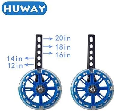training wheels flash mute wheel bicycle stabiliser mounted Kit compatible for bikes of 12 14 16 18 20 Inch, 1 Pair