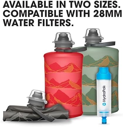HydraPak Stow - Collapsible Backpacking Water Bottle (350ml, 500ml, 1L) - BPA Free, Ultra Light, Spill-Proof Twist Cap