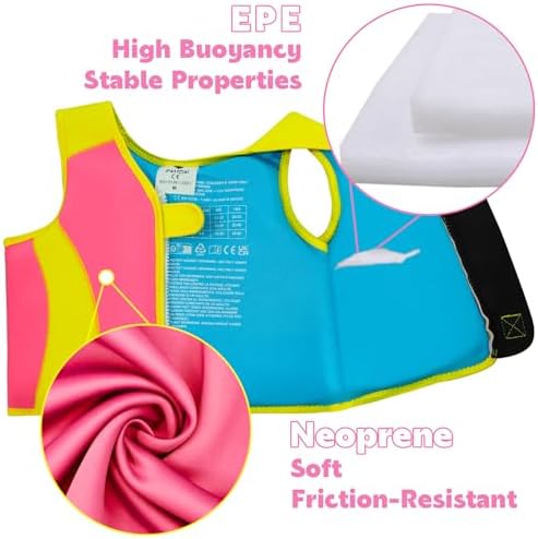 Pottwal Swim Vest for Kids - Swim Jacket for 1-2 Years (24-33LBS) - Buoyancy Aid Made of Neoprene & EPE - with Adjustable Crotch Strap