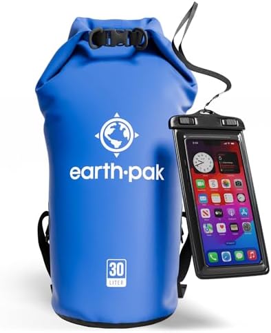 Earth Pak Waterproof Dry Bag - Roll Top Waterproof Backpack Sack Keeps Gear Dry for Kayak with Waterproof Phone Case