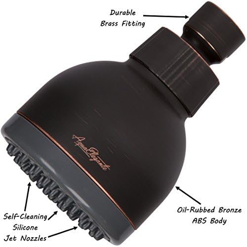 Aqua Elegante High Pressure Shower Head Bronze - Best Pressure Boosting, Wall Mount, Bathroom Showerhead For Low Flow Showers, 2.5 GPM - Oil-Rubbed Bronze
