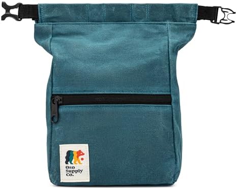 Kulshan Bouldering Bucket, Large Size Chalk Bag for Rock Climbing, Chalk Pot with Magnetic Roll Down Closure, Brush Loop, Zippered Pockets for Climbers