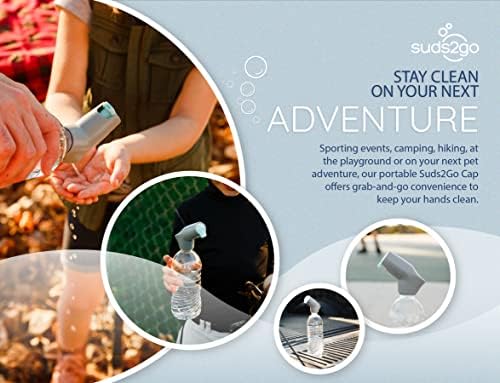 Refillable Caps, 2 Pack - Universal Fit Turns Most Disposable Water Bottles Into A Hand Washing Station