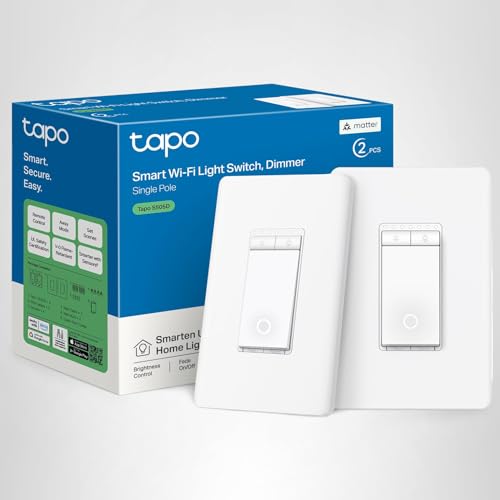 TP-Link Tapo Matter Smart Dimmer Switch, Single Pole, Neutral Wiring & 2.4 GHz WiFi Required, Compatible with Alexa, Siri, Google Home, Bixby, UL Certified Light Switch, (4-Pack)