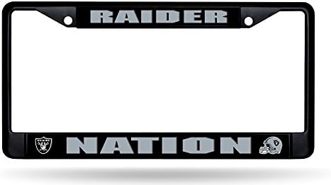 Rico Industries NFL Football Primary Black Chrome Frame with Plastic Inserts 12" x 6" Car/Truck Auto Accessory